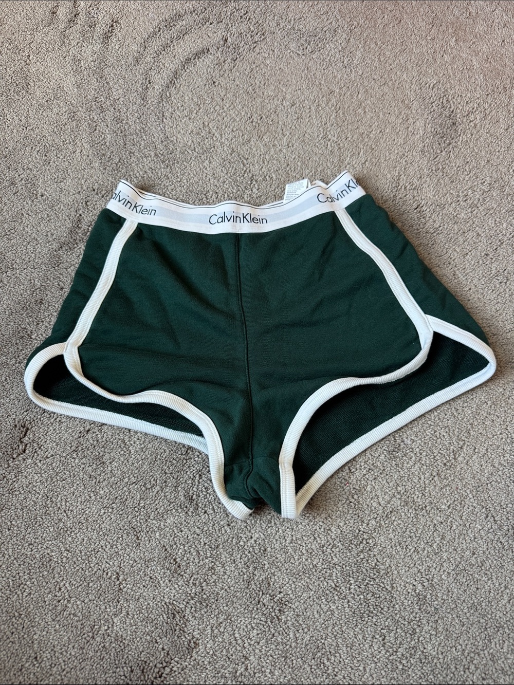 Calvin Klein Green Dolphin Hem Lounge Shorts SIZE S Logo Waistband Sleepwear Y2K